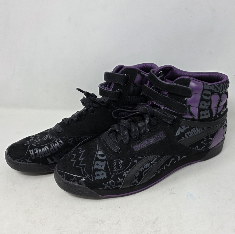 Reebok Alicia Keys Free Style Women Black and Purple High-Top Sneakers Size  8.5